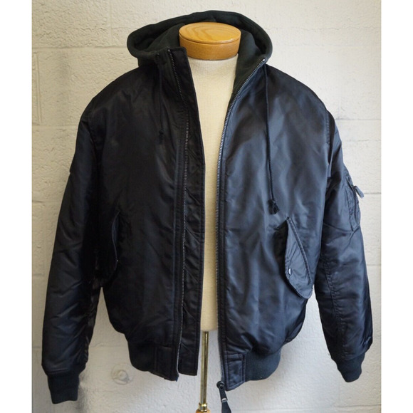 Brandit Jacket Bomber Hood Aviator Men MA1 Oversizes Black Size Large - Picture 1 of 12